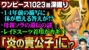サンジと”炎”の伏線は14年前からあった!!ジェルマの血統因子と母親ソラの種族の力が覚醒し始めた!?【 ワンピース 1023話 】 ※ジャンプネタバレ注意 考察