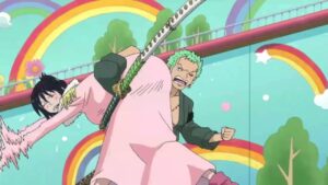 One Piece Zoro carries Tashigi in embarrassment　ゾロ　たしぎ大佐　かわいい