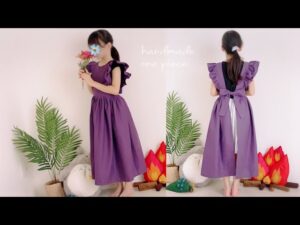 姪っ子にワンピース作ってあげました♪エプロンワンピース♪