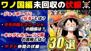 【 ワノ国編 伏線 総まとめ 】ワノ国編でまだ回収されていない伏線・謎30選！ ※ジャンプ最新話ネタバレ注意 【 ワンピース まとめ 】