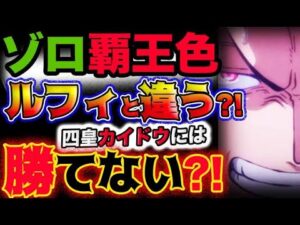 【ワンピース ネタバレ予想】ゾロ覇王色覚醒！ルフィと違う？四皇カイドウには勝てない？！(予想妄想考察)