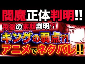 【ワンピース 最新話衝撃感想】閻魔正体判明！飛徹の素顔判明？キングの弱点？アニメで衝撃のネタバレ！！(予想妄想考察)