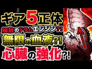 【ワンピース 最新話衝撃感想】ギア5の正体は解放のドラムエンジン？無限の血液？心臓の強化？！（予想考察）
