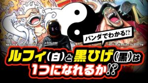 ルフィ(白)と黒ひげ(黒)は、いつの日か「1つ」になるか!? ワンピース ネタバレ 最新話 注意 考察 それは「ドスコイパンダ」でわかる!? 「世界の夜明け」には黒ひげも必要!?